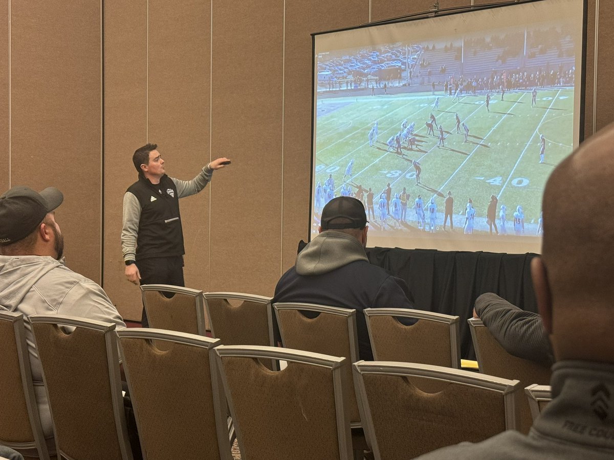 Coach @Ryan_Ettinger1 and Coach @z_rieps doing a great job @michiganhsfca talking about Scots football.