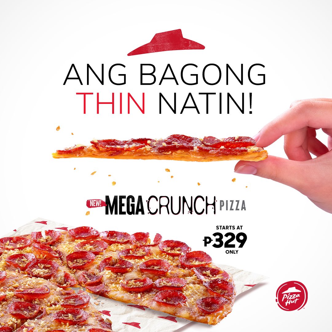 It doesn’t get THINNER and BETTER than this… 💯🤤 Order Mega Crunch now at pizzahut.com.ph, through the app or (02)8911-11-11. Also available for dine-in, takeout, and in GrabFood and foodpanda #PizzaHut #MegaCrunch #VibinThisNewThin