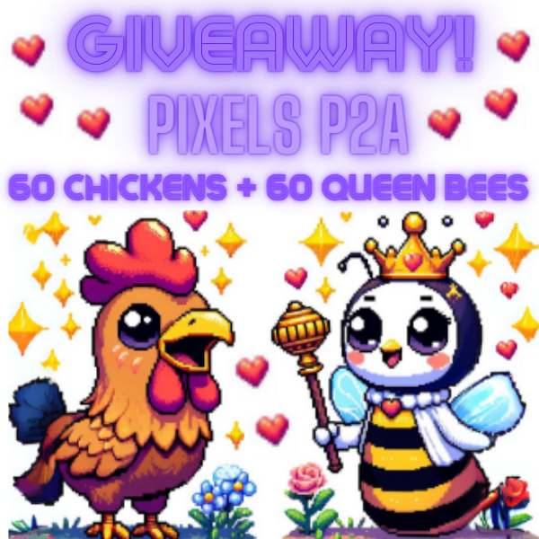 TutorTroveCA's tweet photo. 🎉 #GIVEAWAY TIME! 🐓🐝 #PixelsP2A Tutor Trove is here to buzz up your day! We're giving away 60 Chickens & 60 Queen Bees to help you get those badges that you have been working hard for! 🌟🐝

To enter:
1️⃣ Like & Retweet this post! 
2️⃣ Follow @TutorTroveCA 
3️⃣ Farm On land 3998
4️⃣ Join our Discord: https://t.co/ROMqbVo6yB
5️⃣ Grab your claim ticket in the #claim-reward channel with your proof.
6️⃣ Tag three farmer who shouldn't miss out!

But that's not all! Dive into our latest quest in our quest program! The first 50 to complete the objectives of the quest will win at least 5 USDC for each quest completed. More info in  the discord server! 🎮💰

Ready to play & earn? 🕹️ #PlayToAirdrop #CryptoQuest #CryptoGiveaway #cryptoairdrop
