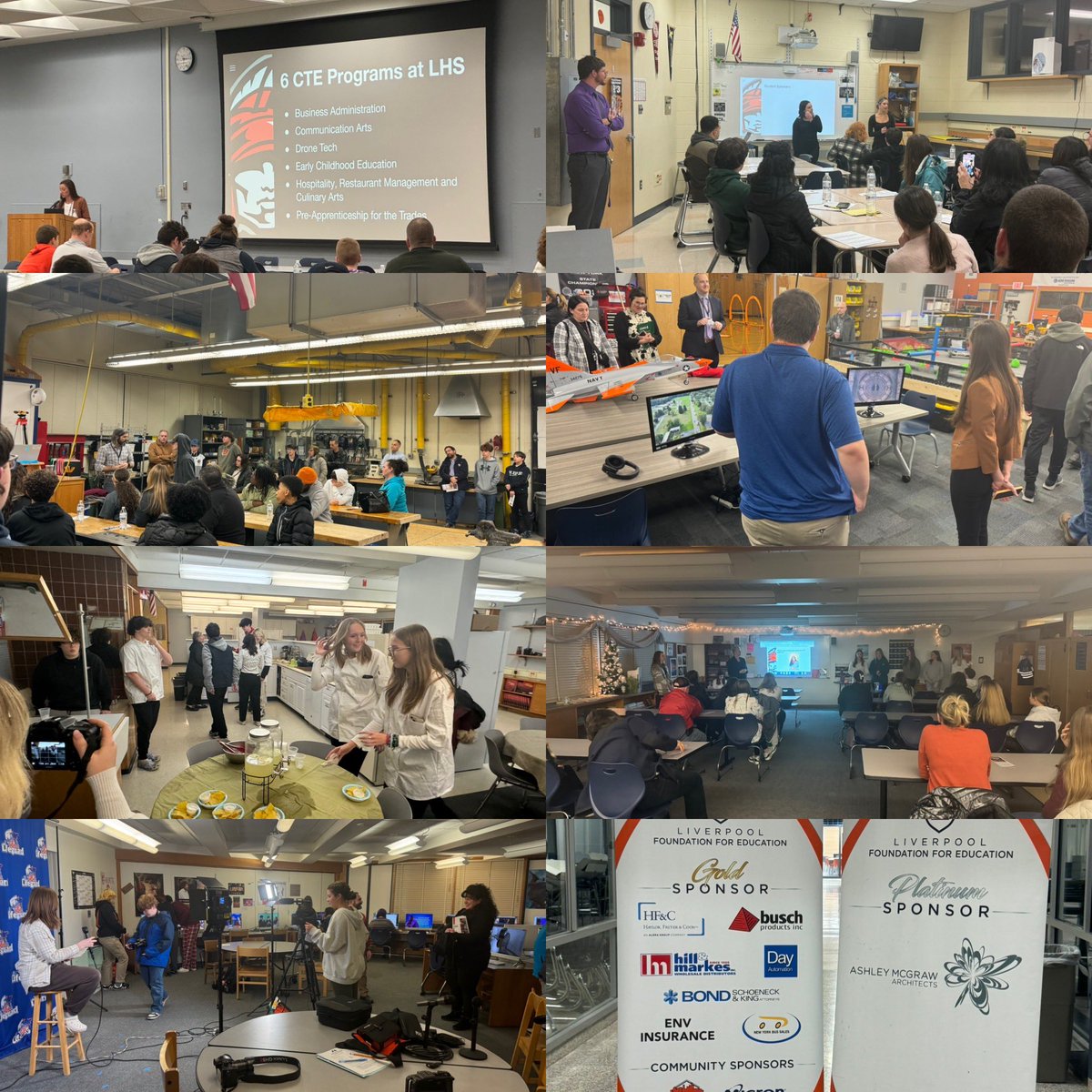 CTE Night at LHS with a packed house of students and families excited to learn about all of the CTE options in LCSD! Wonderful presentations by our students and staff! Such opportunity! So proud🧡💙#ThisIsLiverpool Thank you @Lpool_Found_Ed