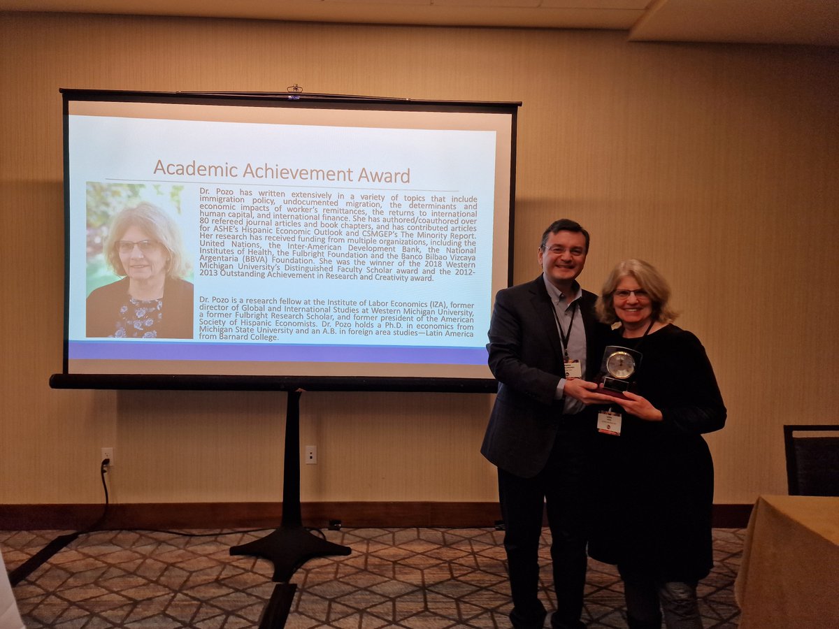 Congratulations again to @ASHE_ASSA Dissertation Award Recipient Rene Crespin @Crespin_Rene and @ASHE_ASSA Academic Achievement Award Recipient Susan Pozo @susanpozo who were recognized at the 2024 @ASHE_ASSA Business meeting at 2024 @ASSAMeeting!