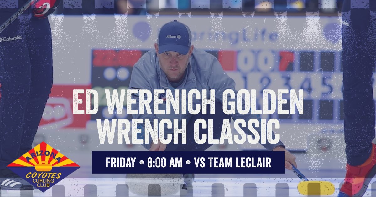 The gangs all here as we’re back at one of our favorite events of the year…the Ed Werenich Golden Wrench Classic hosted by @CoyotesCurling. The triple knockout fun begins tomorrow/Friday at 9:00 am (CT)! Scoreboard: curlingzone.com/game.php?1=1&s… #curling #TeamShuster