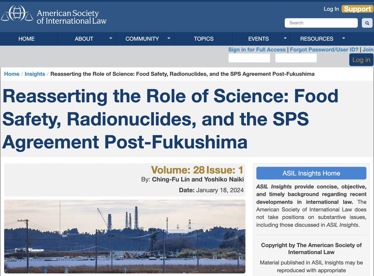 My most recent work with Yoshiko Naiki (Nagoya University) on the continued #Fukushima controversy, in @asil_org Insights, Volume 28 Issue 1 (2024): asil.org/insights/volum…