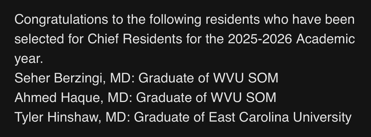 Seher Berzingi, MD (@seherberzingi) on Twitter photo Honored to be selected for a Chief year position here at <a href="/ImWvu/">WVU IM Residency</a> , and especially love the group I’ll be doing it with!!! 👌🏻💗 <a href="/TylerPearce93/">Tyler Hinshaw</a> <a href="/hmdhq1/">Ahmed Haque</a> Honored to be selected for a Chief year position here at <a href="/ImWvu/">WVU IM Residency</a> , and especially love the group I’ll be doing it with!!! 👌🏻💗 <a href="/TylerPearce93/">Tyler Hinshaw</a> <a href="/hmdhq1/">Ahmed Haque</a>