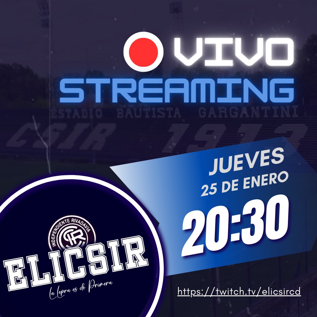 Elicsircd's tweet photo. Se viene el debut! Sí, debuta La Lepra y nosotros también, ¡con streaming en vivo!   

▶ Además, ¡sorteamos la remera de ELICSIR!  

¡No te lo podés perder!  #ELICSIR #IndependienteRivadavia #LaLepraesdePrimera https://t.co/SCfDnIHLll