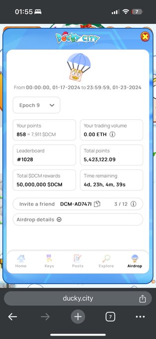 #DuckyCity Play 2 Aidrop is live  at @duckycity_io  🚀  Use code for extra airdrop points:  DCM-AD747I<a href="/tag/duckycity"class="tags">#DuckyCity</a><a class="tags" target="_blank" title="On Twitter" href="/?out=eyJ0eXAiOiJKV1QiLCJhbGciOiJIUzUxMiJ9.eyJpYXQiOjE3MjU1MzA1NTAsImlzcyI6InR3cG9ybnN0YXJzLmNvbSIsIm5iZiI6MTcyNTUzMDU1MCwiZXhwIjoxNzU3MDY2NTUwLCJyZWRpcmVjdF91cmwiOiJodHRwczovL3R3aXR0ZXIuY29tL2R1Y2t5Y2l0eV9pbyJ9.PJrP9Btsz_wYQwonE_Mf5-7OUBdaRBHcR-nUYhPXDM_J6pY3aFHJ4vutqWcaKMIEb8hqJVh89q7t-LU1MgGS0Q">@duckycity_io</a>