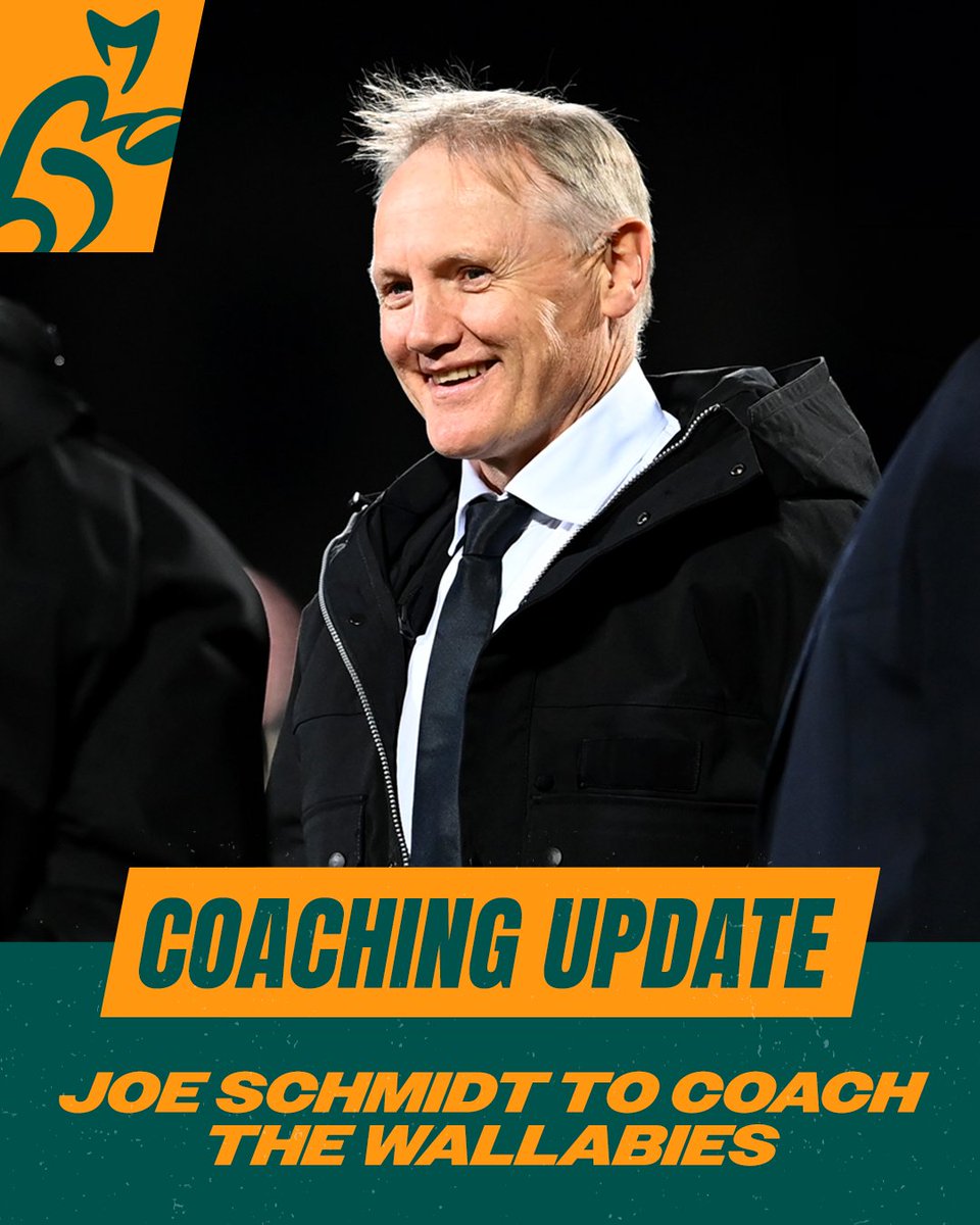 wallabies's tweet photo. We’re excited to announce the appointment of Joe Schmidt as our new Head Coach 🦘

Full details 👉 https://t.co/y9pdFWzWdc

#Wallabies https://t.co/oW7RaQdujG