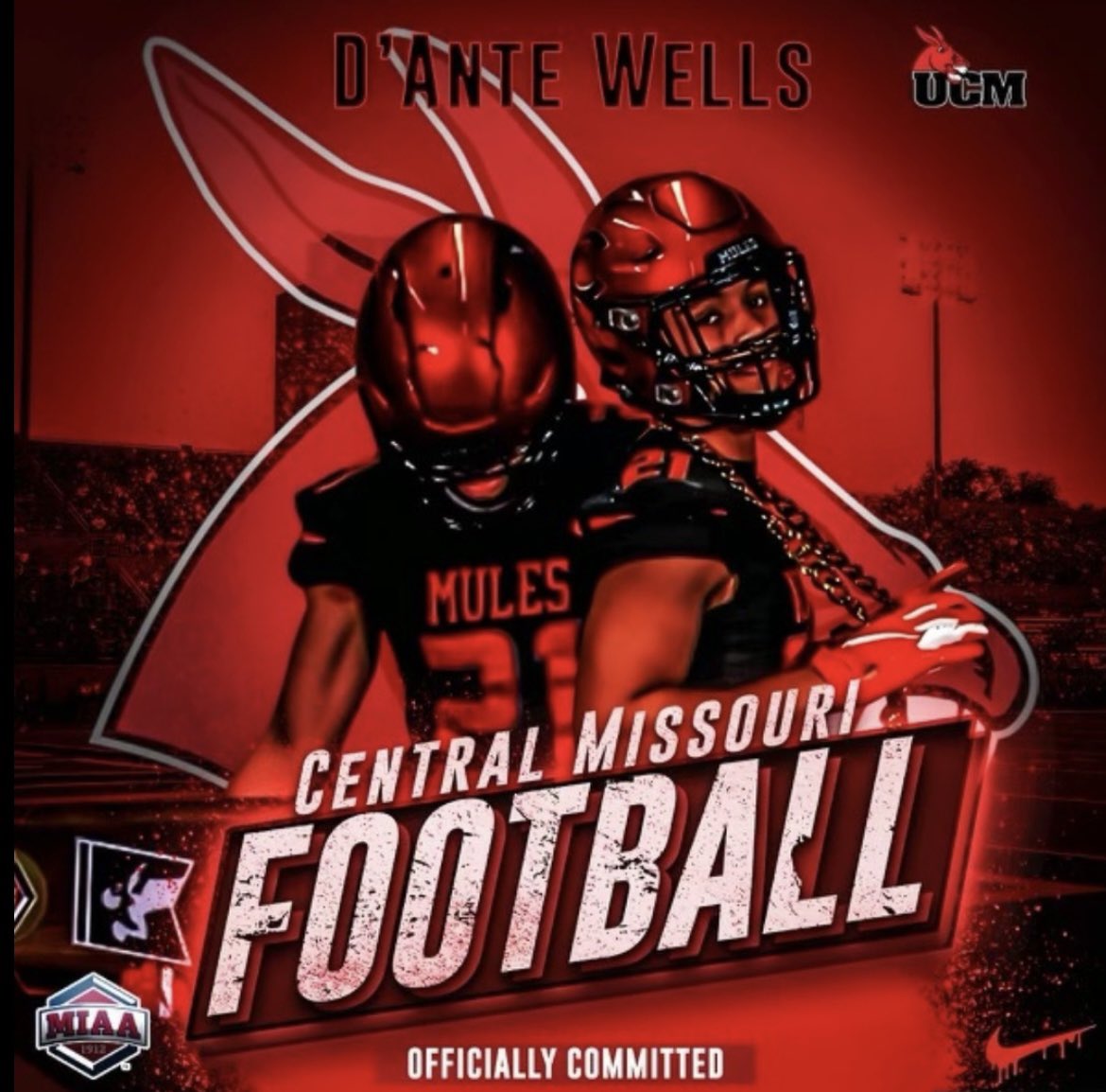 #AGTG I’m beyond blessed to be in this position and excited to announce my commitment to The University Of Central Missouri❤️🖤! Thank you to @JonesgGreg @JoshLamberson @DLButler_2114 and all UCM coaches for having faith in me! Let’s work!