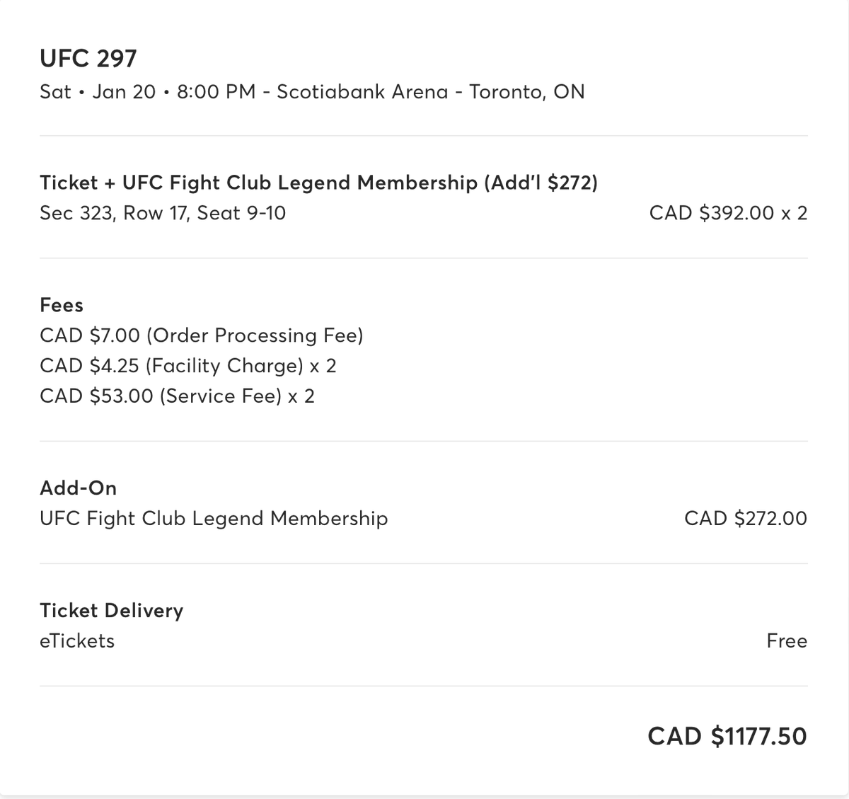ChrisLeDrew's tweet photo. @danawhite It seems neither @Ticketmaster nor @ufc wants to address these sneaky @UFCFightClub add-ons at point of purchase that trick people into unknowingly purchasing them...and then refuse to give a refund. Any chance on getting this rectified? https://t.co/r7lx5Ou8YC