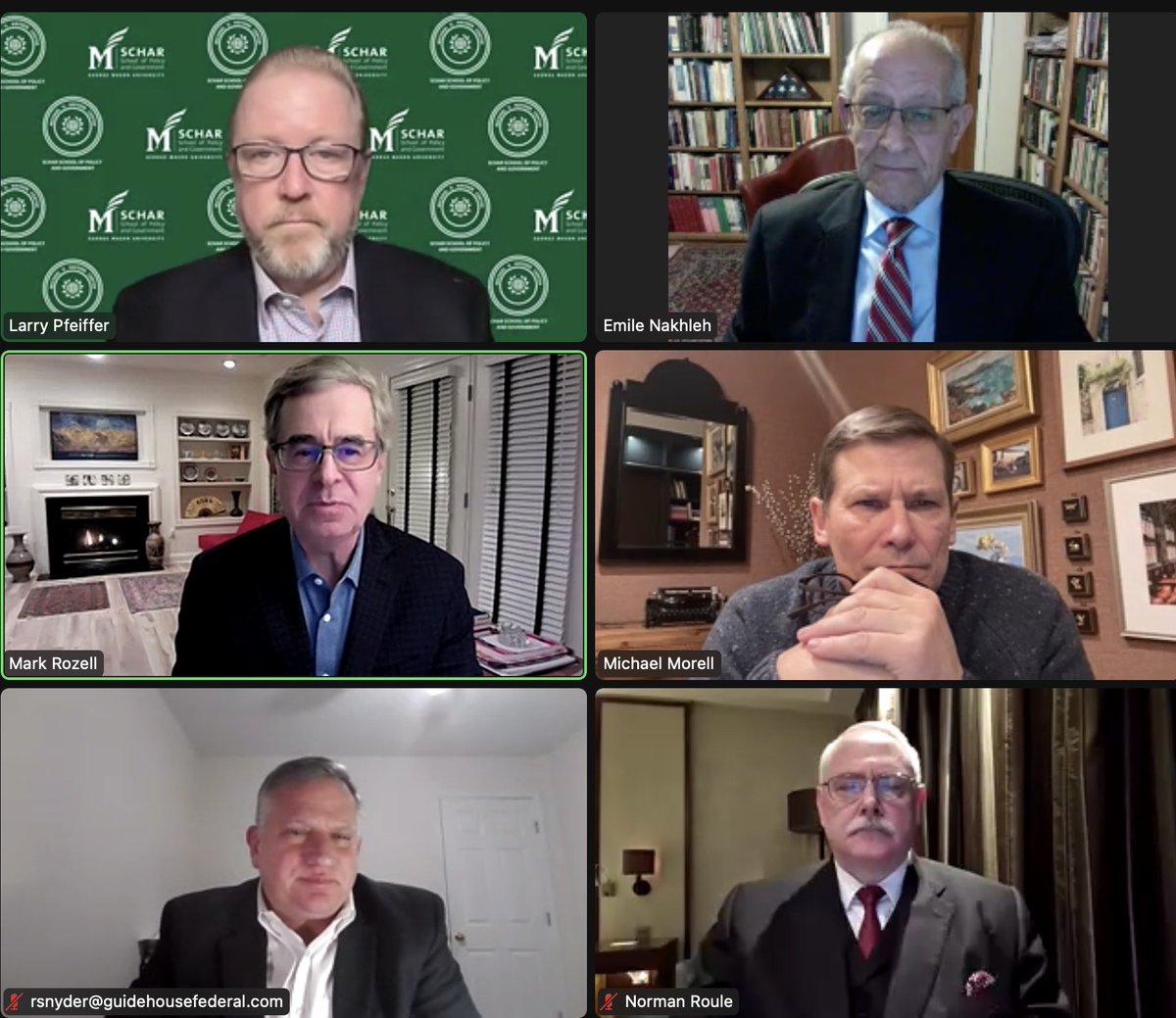 '#IsraelHamas #War: At 100 Days' w/ Former @CIA  Senior Analyst Emile Nakhleh Former @ODNIgov National Intelligence Manager for Iran Norman Roule Former @CIA Chief of Station Rodney Snyder @mvhaydencenter @LarryPfeifferDC @MarkJRozellGMU @e_nakhleh @Norman_Roule @MichaelJMorell