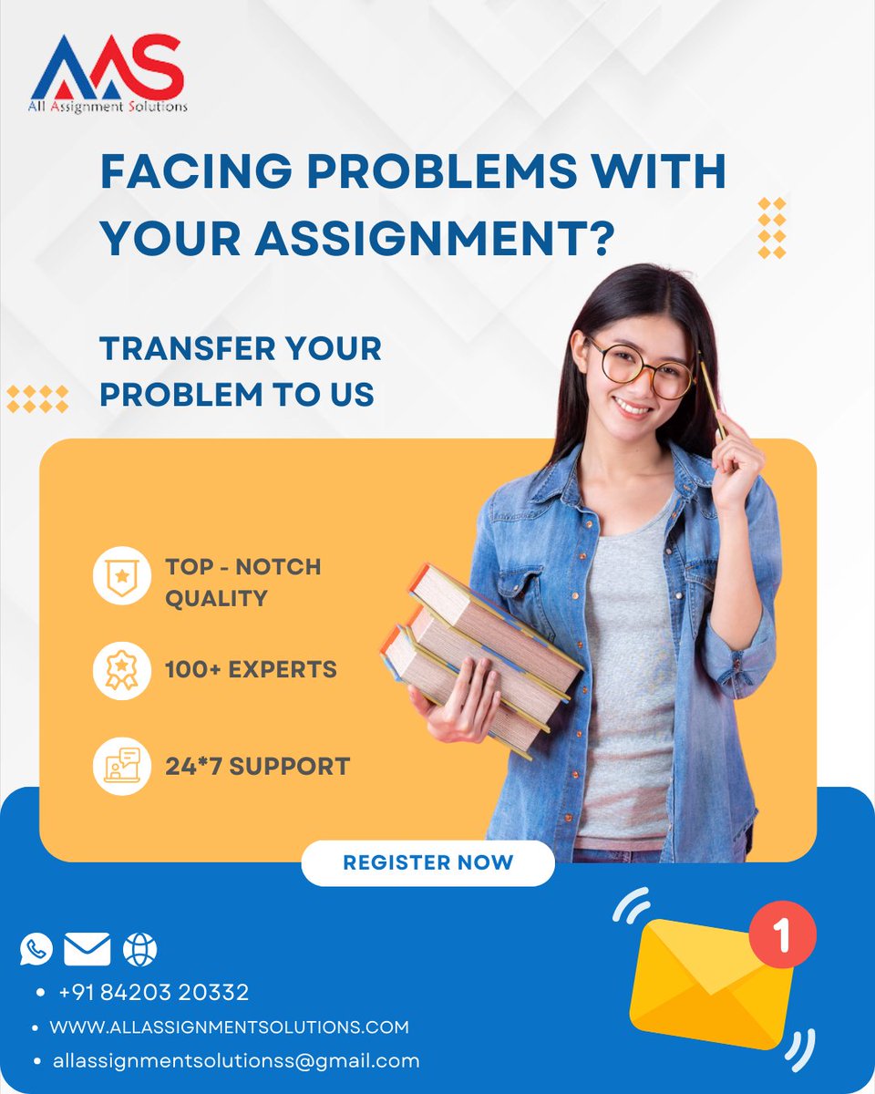 Assignment74845's tweet image. 📚✨ Exciting News from All Assignment Solutions! ✨
Website: allassignmentsolutions.com
Call or Whatsapp - +91 84203 20332
Mail - allassignmentsolutionss@gmail.com
#AllAssignmentSolutions #AcademicWriting #CustomEssays #AssignmentHelp #ResearchPapers #ThesisSupport #QualityContent