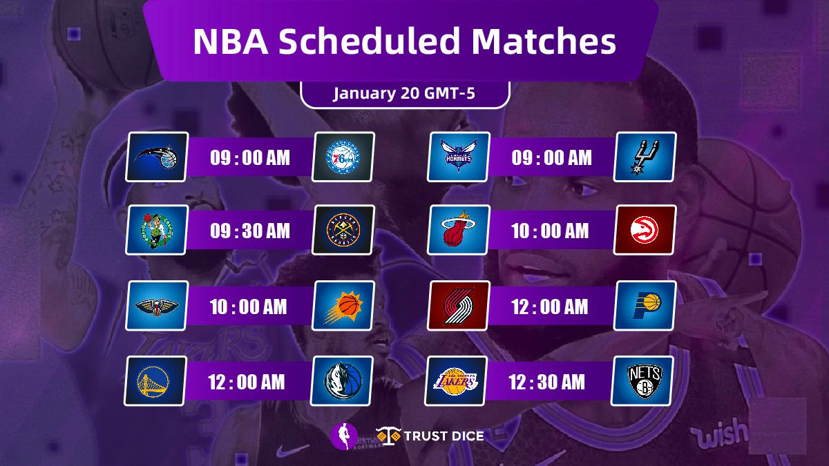 TrustDice's tweet image. 🏀 Brace yourselves for a hoops extravaganza on January 20th! 🚀 Which NBA matchups are you most excited about? Drop your predictions and let the basketball fever begin! cutt.ly/rwKxx2Ei  🌟 

#NBA #HoopsAction
