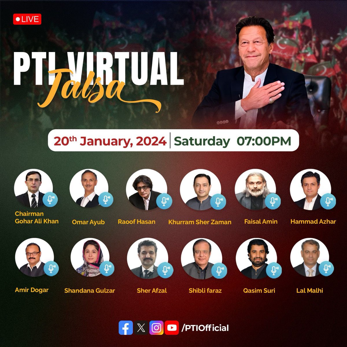 Virtual Pkt PTI’s Second Virtual Jalsa! 🗓️ 20 January 2024, Saturday ⏰ 7PM PKT 📌 ...