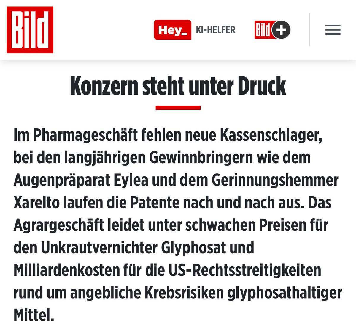 „Deindustrialisierung“ - das Lieblingswort der Rechten. Im Artikel selbst ist von fehlender Innovation, auslaufenden Patenten und teuren Rechtsstreitigkeiten die Rede…