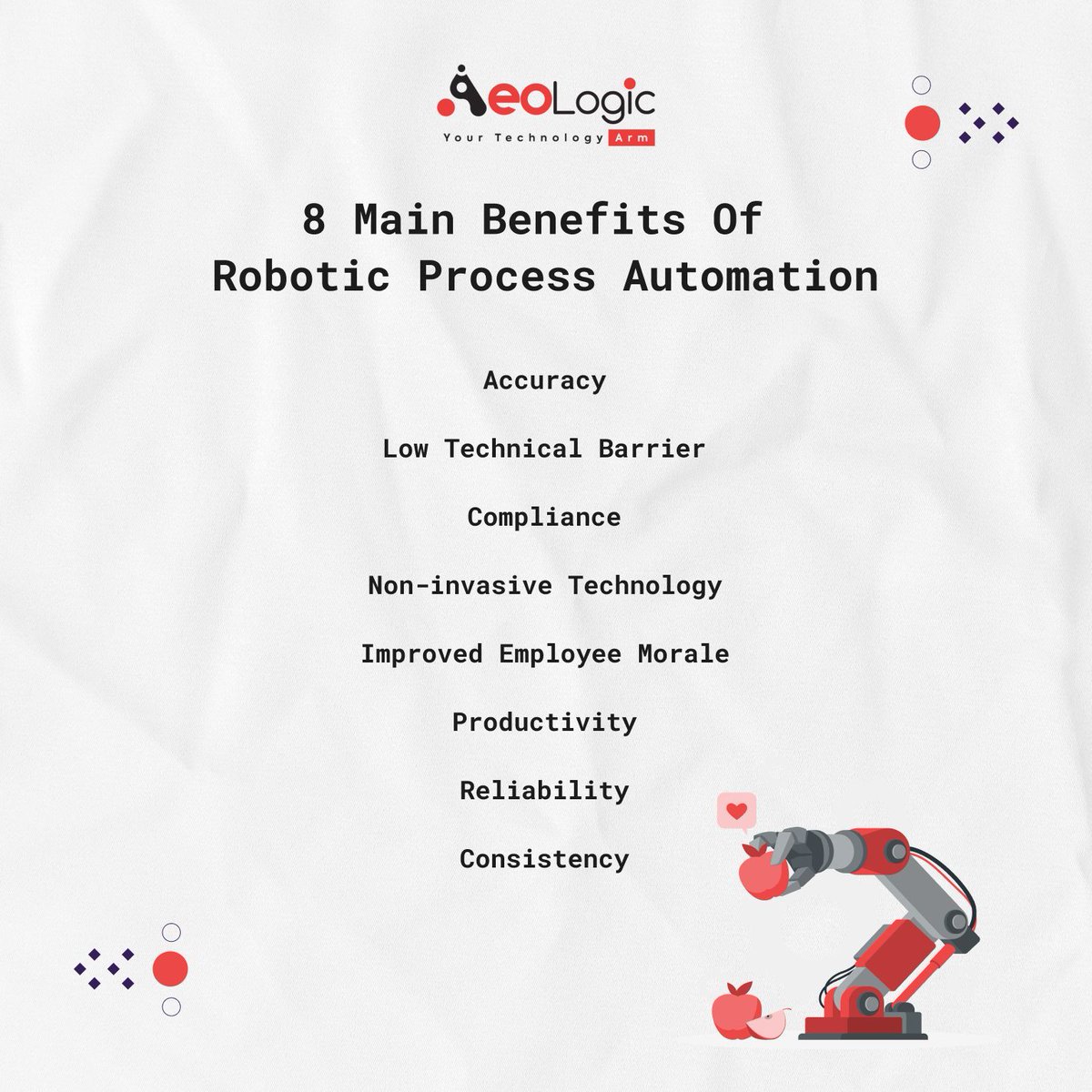 AeoLogicTech's tweet image. Top Benefits of Robotic Process Automation

Interested in exploring how RPA can revolutionize your business processes?

📞 Contact us at +91-120-3200058
📧 Email us at support@aeologic.com

#RoboticProcessAutomation #DigitalTransformation #BusinessEfficiency  #TechSolutions
