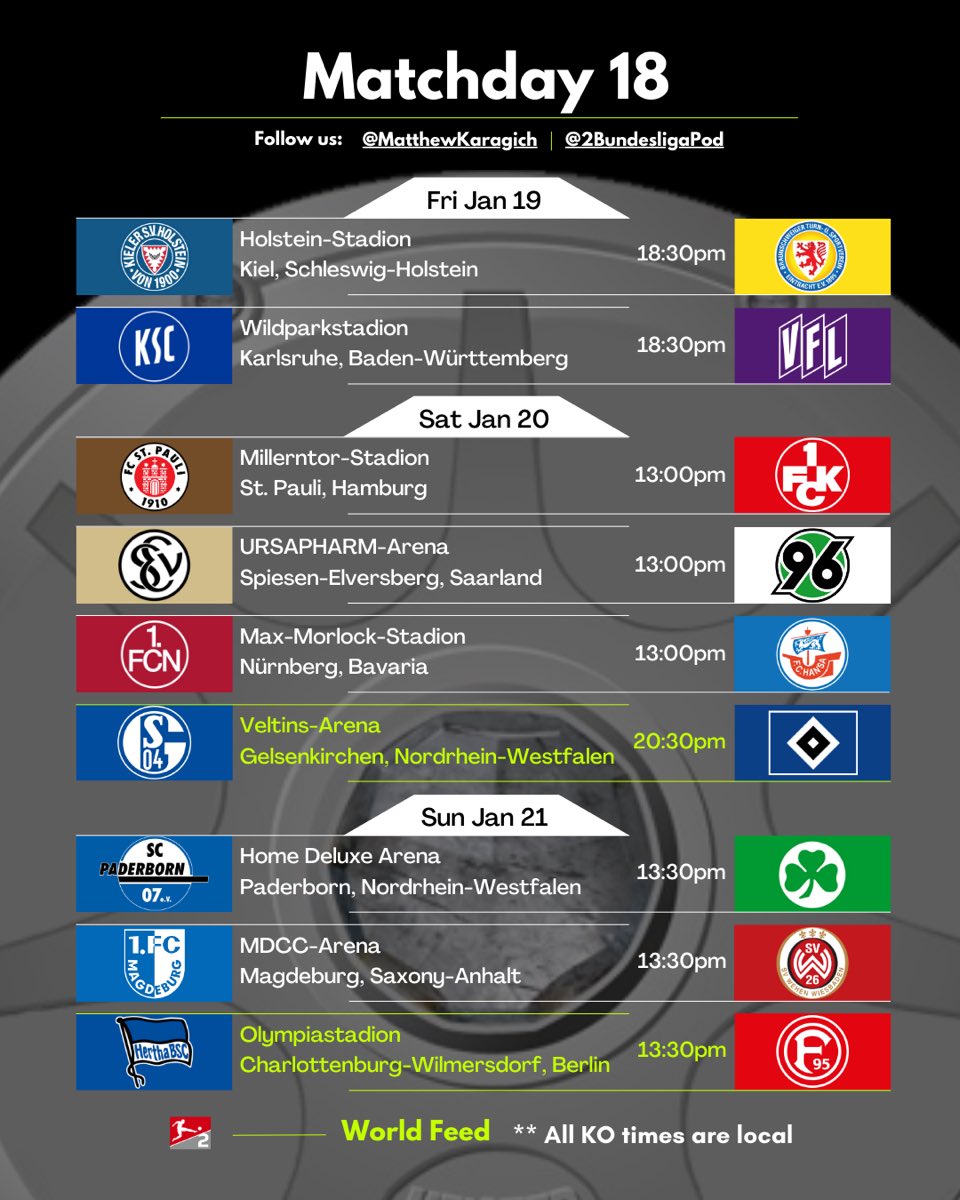 2BundesligaPod's tweet image. SPIELTAG!

Guess who’s back, back again. 2. Bundesliga’s back, tell your friends. It’s finally time for the ball to roll in 2024. Here’s a look at all the exciting action for this weekend.

#KSVEBS 
#KSCOSN