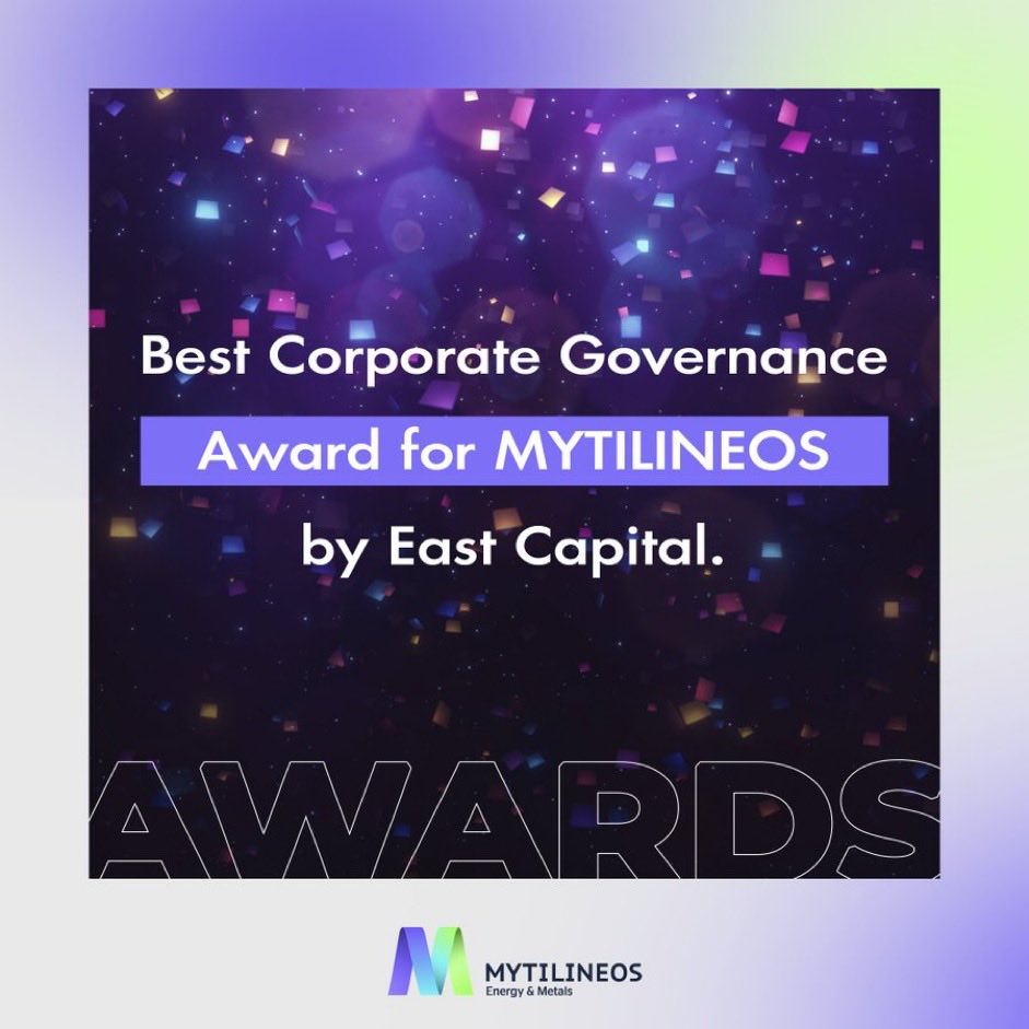 PressGreekEmbas's tweet image. #Greek company #MYTILINEOS received the 2023 @EastCapital Best Corporate Governance Award, for its unwavering commitment to transparency, accountability &amp;amp; ethical practices

🔗youtu.be/KnuV0tmTmzE ⁦@MytilineosSA⁩