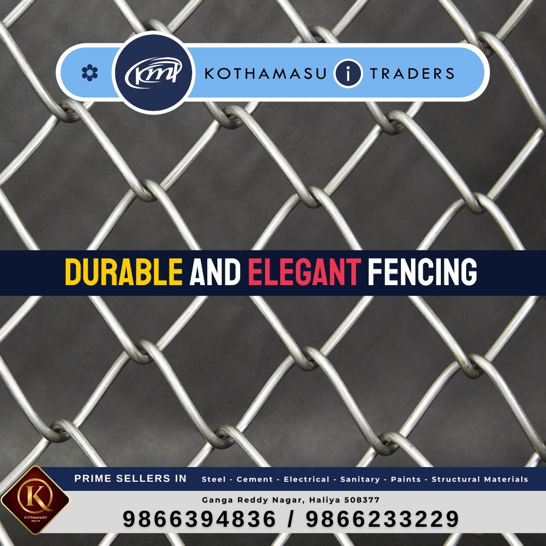 #linkchain #fencing #jali #galvanized #steelfence #available at @Kothamasuitrade #Prime #sellers in #steel #cement #electrical #sanitary #paints #structuralmaterial one stop #shopping for all #construction #materials #likes #insta #viral #india #lowcost #bestprice #trending