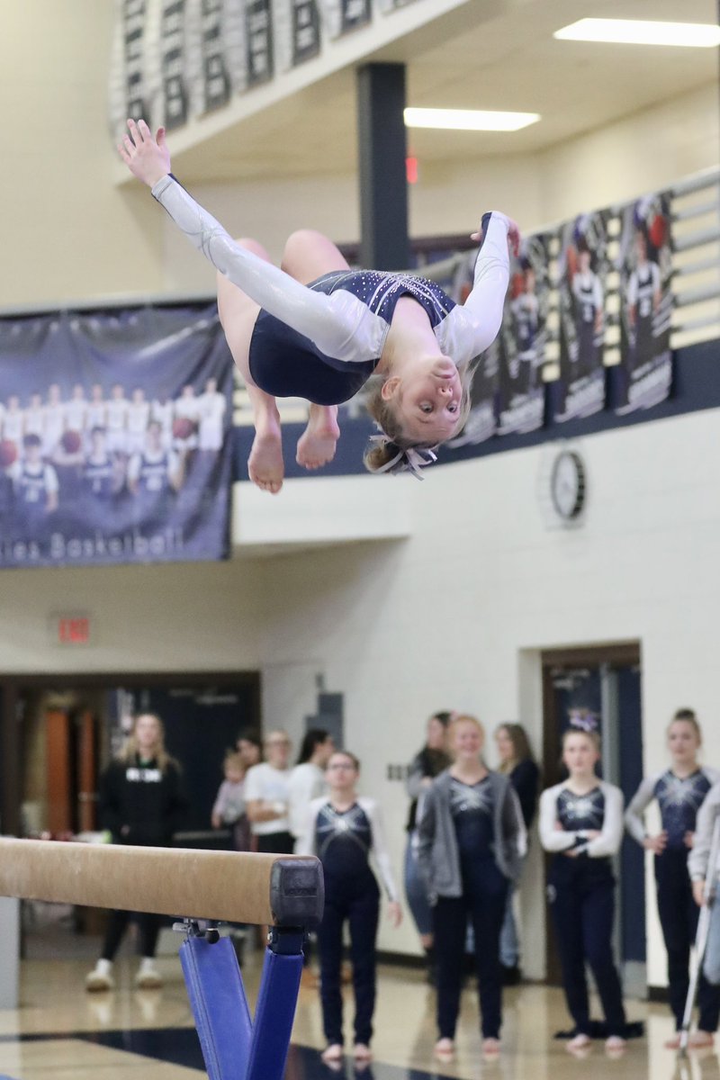 PilotSports's tweet photo. Clara Brinks won balance beam (9.0) and all-around (34.075) and tied for first on floor (8.8) against Luverne. https://t.co/DV6nBAsvaE
