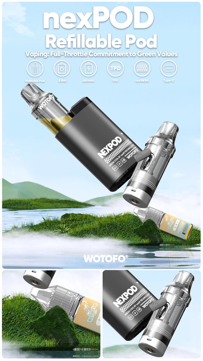 wotofoofficial's tweet image. Presenting nexPOD Refillable Pod: Environmentally conscious, budget-friendly, and compatible with the same battery device as Prefilled pods. 

🌱💸 One device, endless possibilities. 

wotofo.com

#nexPOD #refillablepod #GreenChoice #vape #environmentprotection  🔄🔋