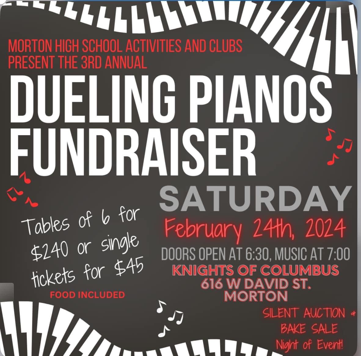 MrsAdolphson's tweet photo. 🚨ONLY 7 TABLES LEFT‼️
🎹3rd Annual Dueling Pianos Fundraiser to benefit MHS Activities and Clubs! 
Don't miss your chance📲https://t.co/ESjcmPdIM5 https://t.co/9zL7kMj00o