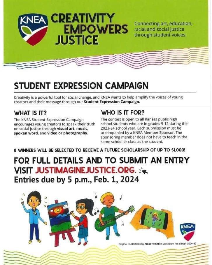 Empowering students’ voices to tell us what they need from their public schools, teachers, and community. Learn more about the Student Expression Campaign at JustImagineJustice.org. 

The deadline is February 1, 2024!
