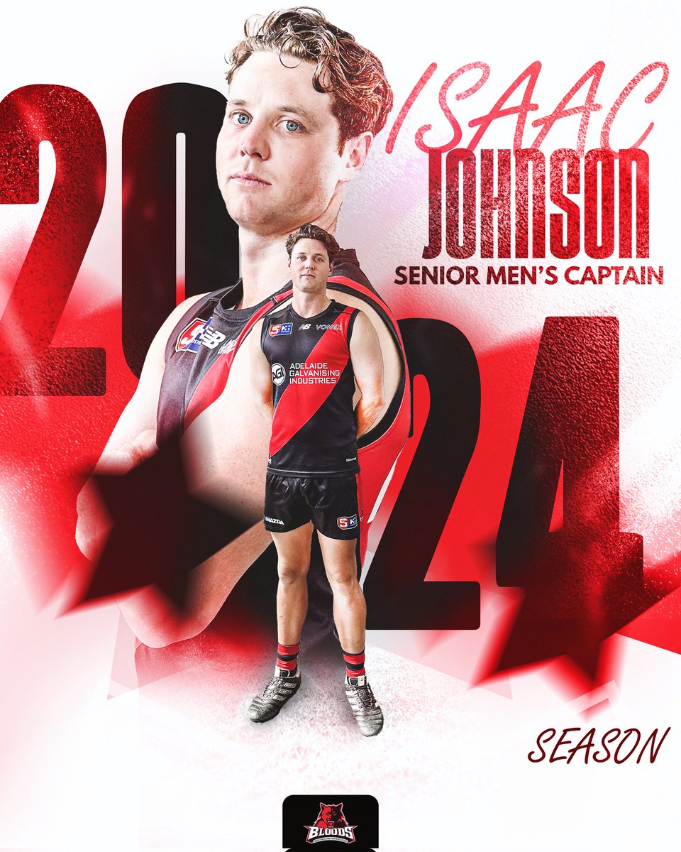 Congratulations to Isaac Johnson who will captain the West Adelaide Football Club for the 2024 season 🙌🏻

An outstanding and well deserved achievement for IJ ❤️🖤🐺

#Bloods #ClubFirst