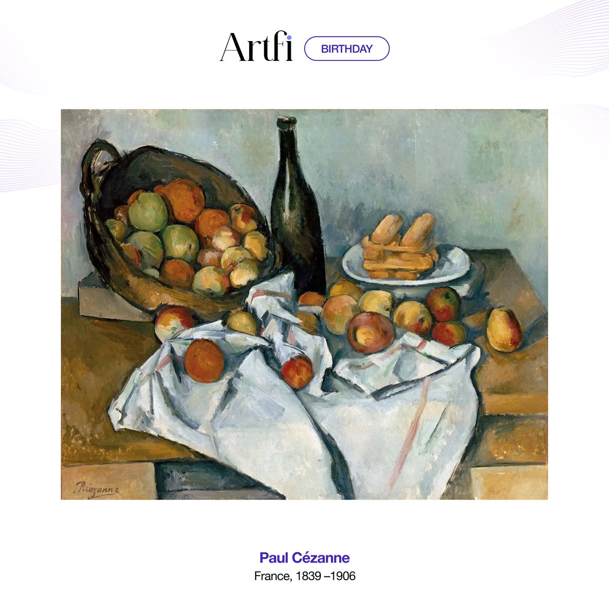 artfiglobal's tweet image. #PaulCezanne, the French painter who bridged the gap between #Impressionism and #Cubism, was born on this day in 1839. His unique approach to color and form revolutionized the art world and his legacy continues to inspire artists today. #ArtHistory