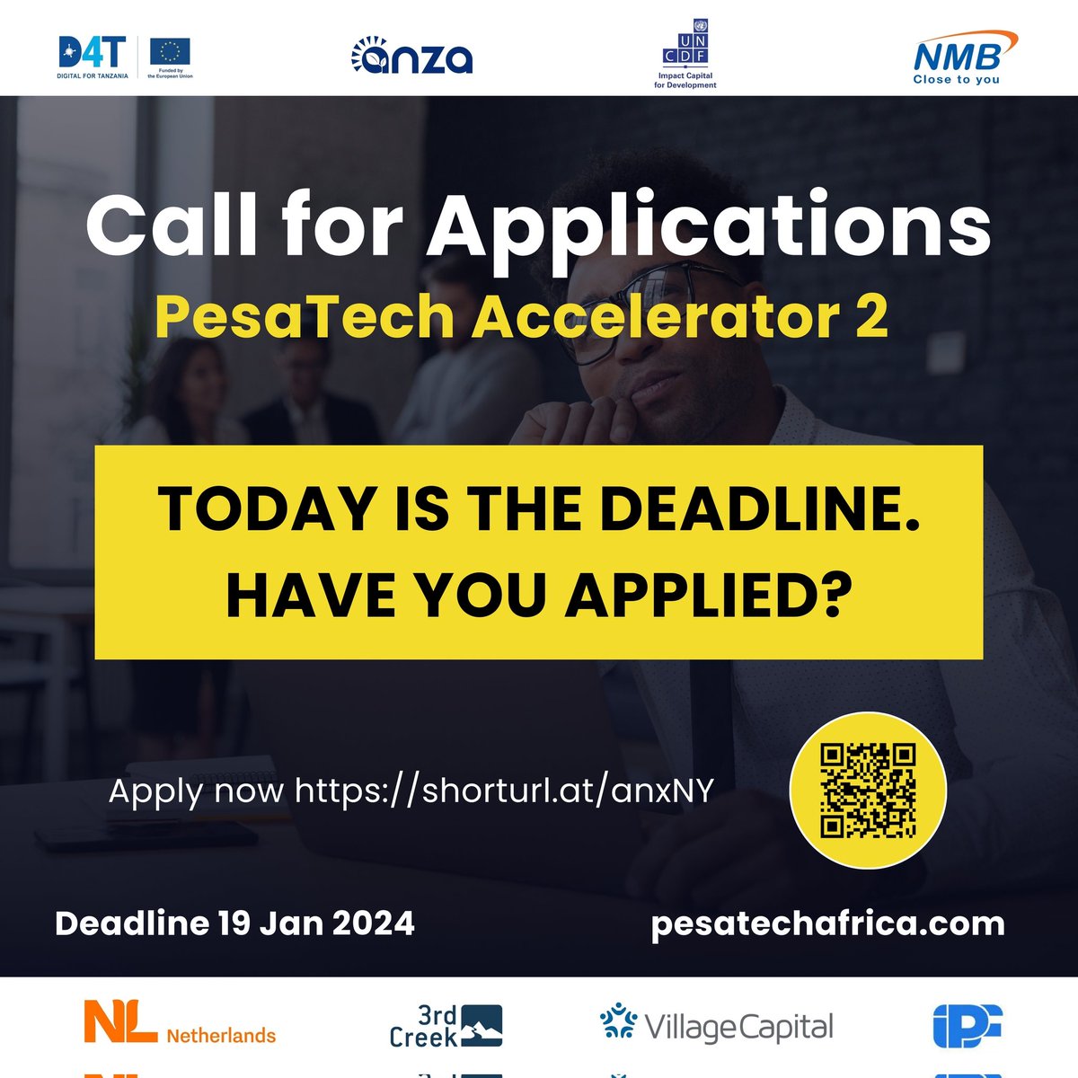 The application window for PesaTech Accelerator 2 closes this Today at 11:59 pm. Apply through anzaentrepreneurs.co.tz/pesatechafrica or visit pesatechafrica.com Application deadline: 19 January 2024 @EUinTZ @AnzaInt @UNCDFdigital @NMBTanzania @3rdCreekGrants