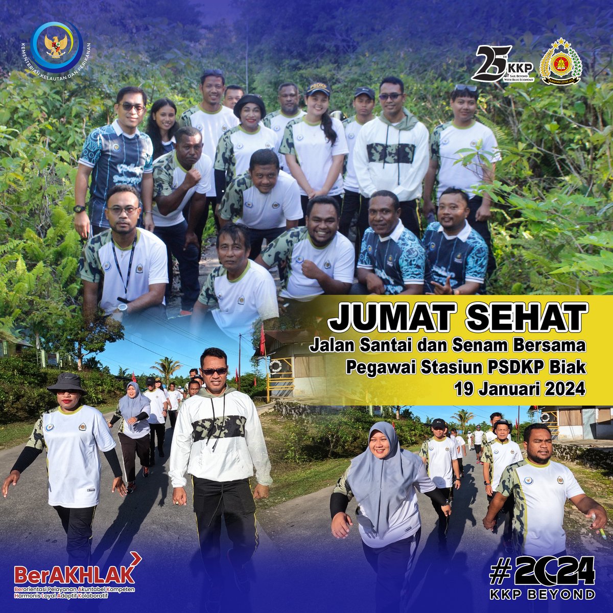 Hai #SahabatBahari, Pagi ini Jumat, 19 Januari 2024 Kepala Stasiun PSDKP Biak bersama para pegawai Stasiun PSDKP Biak melaksanakan jalan santai dan senam bersama.

#25TahunKKP
#SailBeyondWithBlueEconomy
#2024KKPBeyond
#EkonomiBiru
#PSDKPBentengKKP
#StasiunPSDKPBiak
#PSDKPBiak