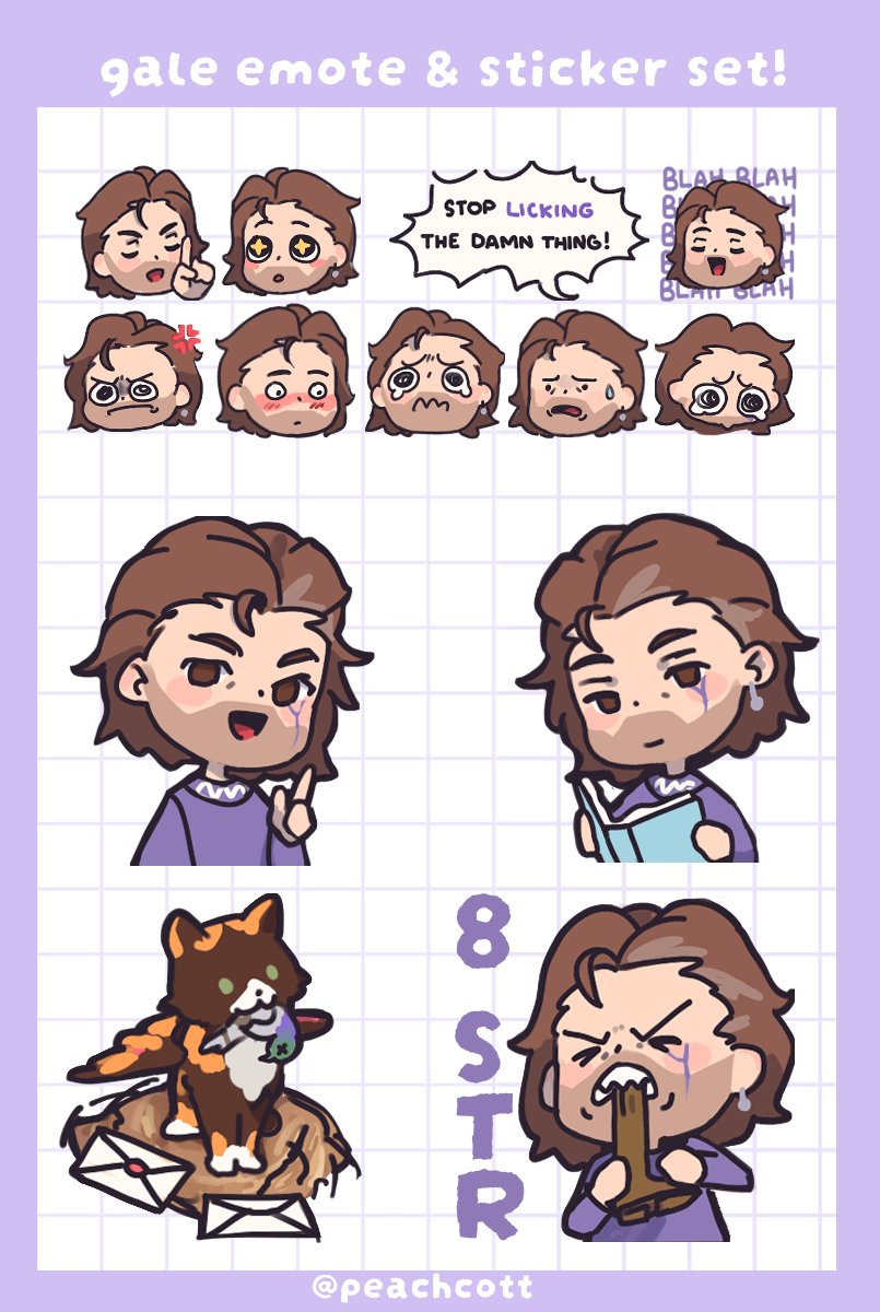 peachcott's tweet image. i added a gale set as well!! 🔮 these will also be available as a physical sticker sheet in feb-mar :D

❥ free for use on discord
❥ please credit where you can :3
❥ not for commercial use 

the download link is in the tweet below (´▽｀)