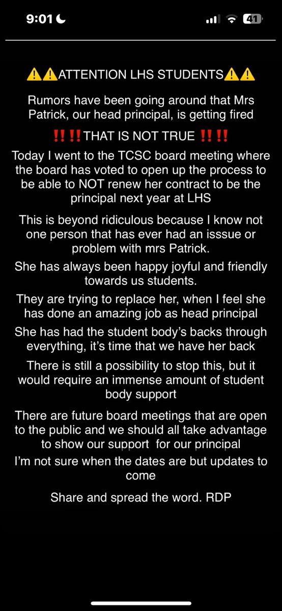 Next school board meeting is 1/25 at 7 pm.