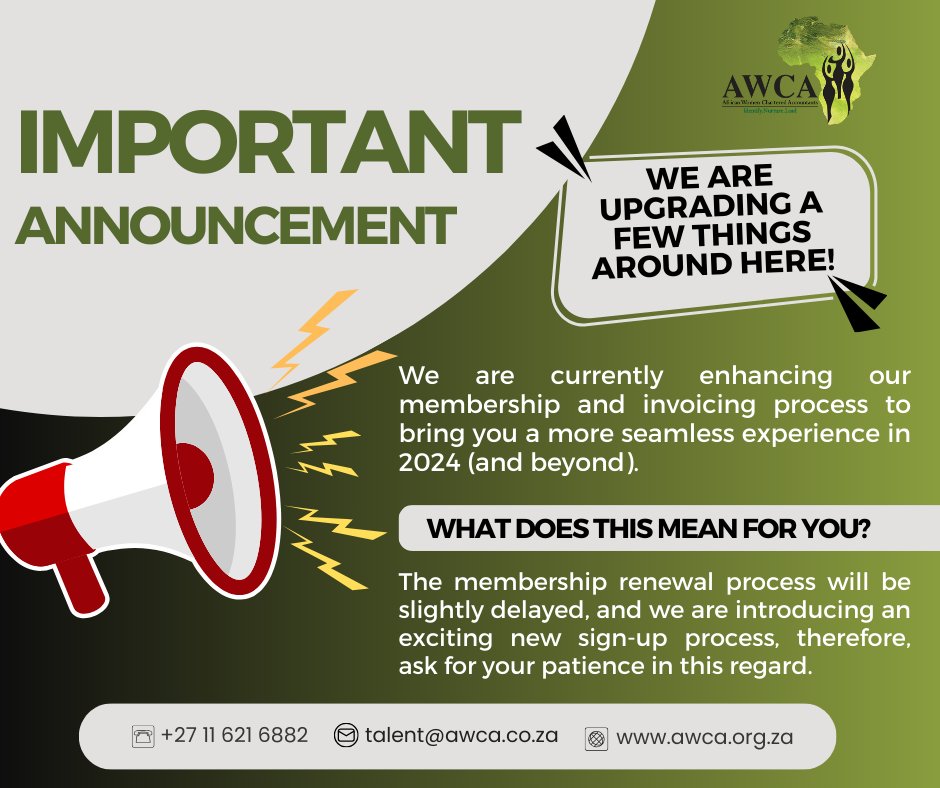 AWCA_SA's tweet photo. We are thrilled to have you join us on our journey and would like to inform you about an important development. As part of our continuous efforts to enhance member experience and embrace digital transformation, we will be upgrading our payment mechanism/systems.
#EmbracingTech https://t.co/xxvKGc5leo