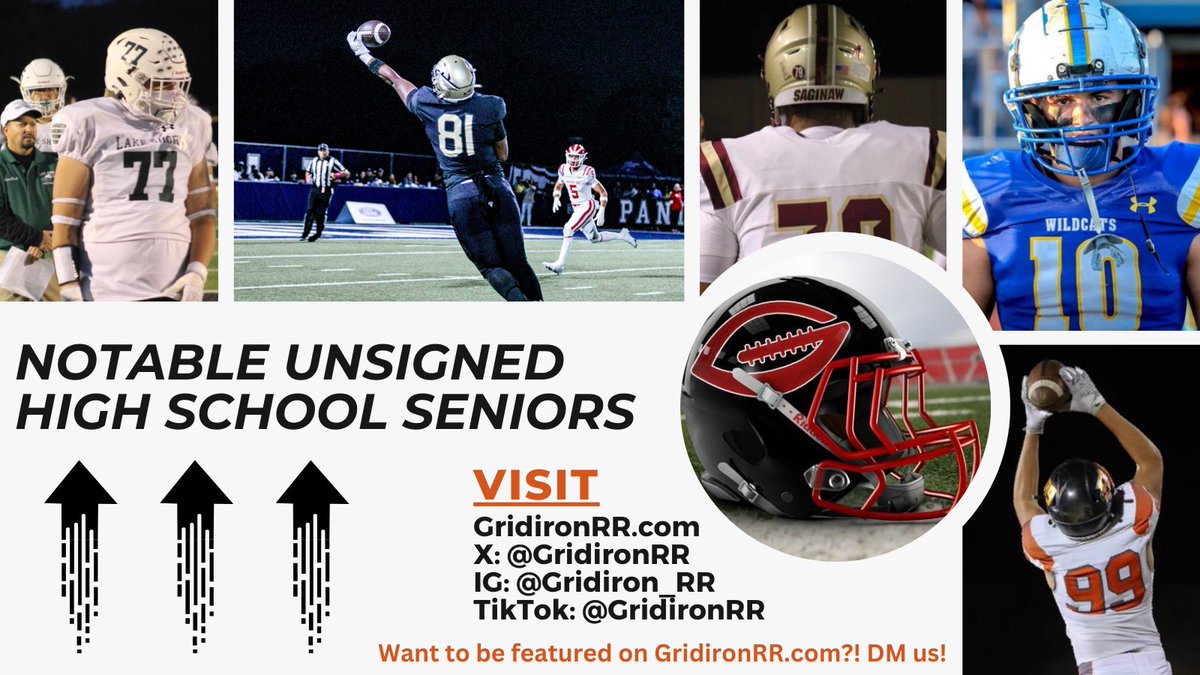 GridironRR (@gridironrr) on Twitter photo ๐จUnsigned Seniors(๐2024)๐จ
Gavin W <a href="/Gavin_wiktor7/">Gavin</a>
6'4" 275 OL
Lakeshore-NY
Sameer G <a href="/SameerGreene79/">Sameer โ Ihop โ Greene</a>
6' 5" 330 OL
Saginaw-TX
Will M <a href="/W_McKissick81/">Will McKissick</a>
6' 3" 245 TE/DE
St John Bosco-CA
Cannon W <a href="/Cannon10Wood/">Cannon โThe Hammerโ Wood</a>
6' 1" 215 LB
Piedmont-Ok
Kyle K <a href="/KyleKoontz99/">Kyle Koontz</a>
6' 4" 225 TE/DE
Douglas-NV ๐จUnsigned Seniors(๐2024)๐จ
Gavin W <a href="/Gavin_wiktor7/">Gavin</a>
6'4" 275 OL
Lakeshore-NY
Sameer G <a href="/SameerGreene79/">Sameer โ Ihop โ Greene</a>
6' 5" 330 OL
Saginaw-TX
Will M <a href="/W_McKissick81/">Will McKissick</a>
6' 3" 245 TE/DE
St John Bosco-CA
Cannon W <a href="/Cannon10Wood/">Cannon โThe Hammerโ Wood</a>
6' 1" 215 LB
Piedmont-Ok
Kyle K <a href="/KyleKoontz99/">Kyle Koontz</a>
6' 4" 225 TE/DE
Douglas-NV