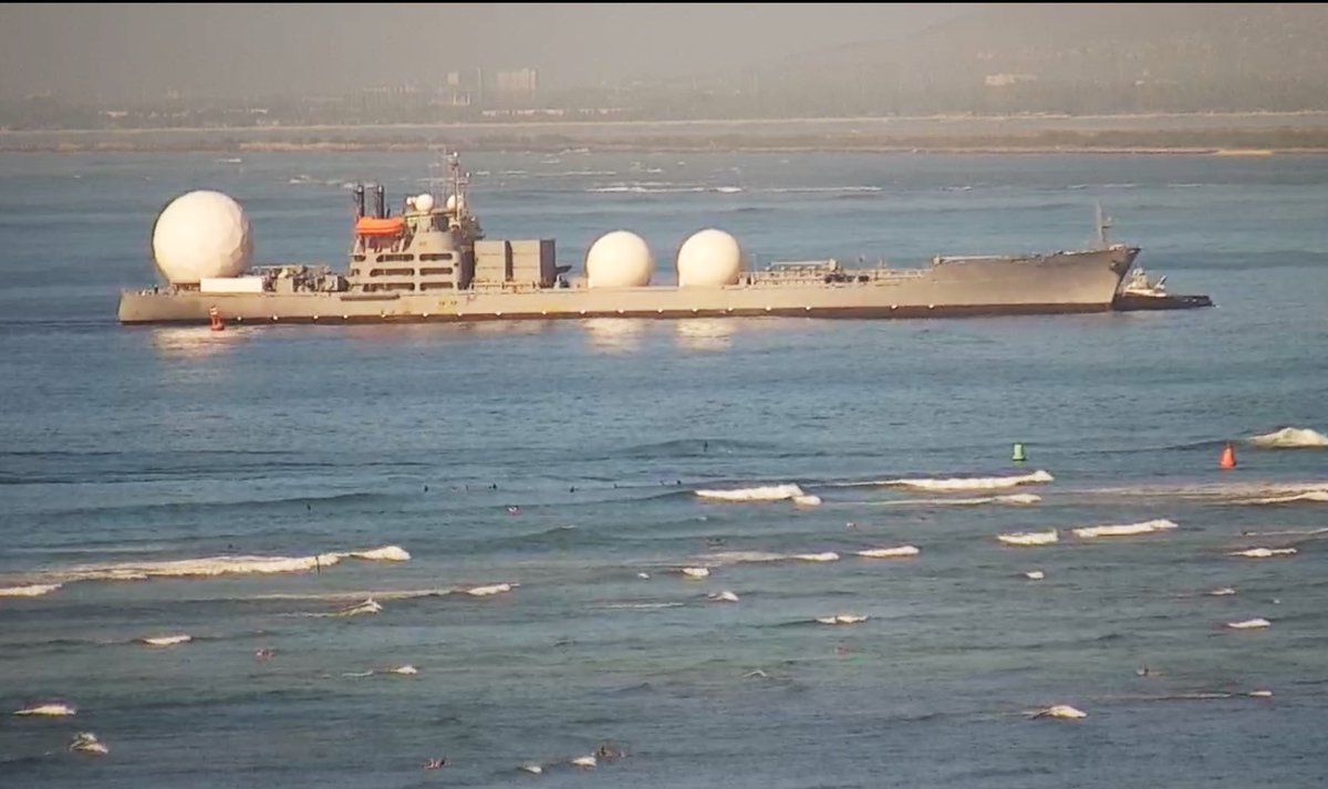 SS Pacific Tracker (WQVZ) ballistic missile test tracker vessel coming into Honolulu, Hawaii - January 18, 2024 #sspacifictracker #wqvz @ES12071207 SRC: webcam