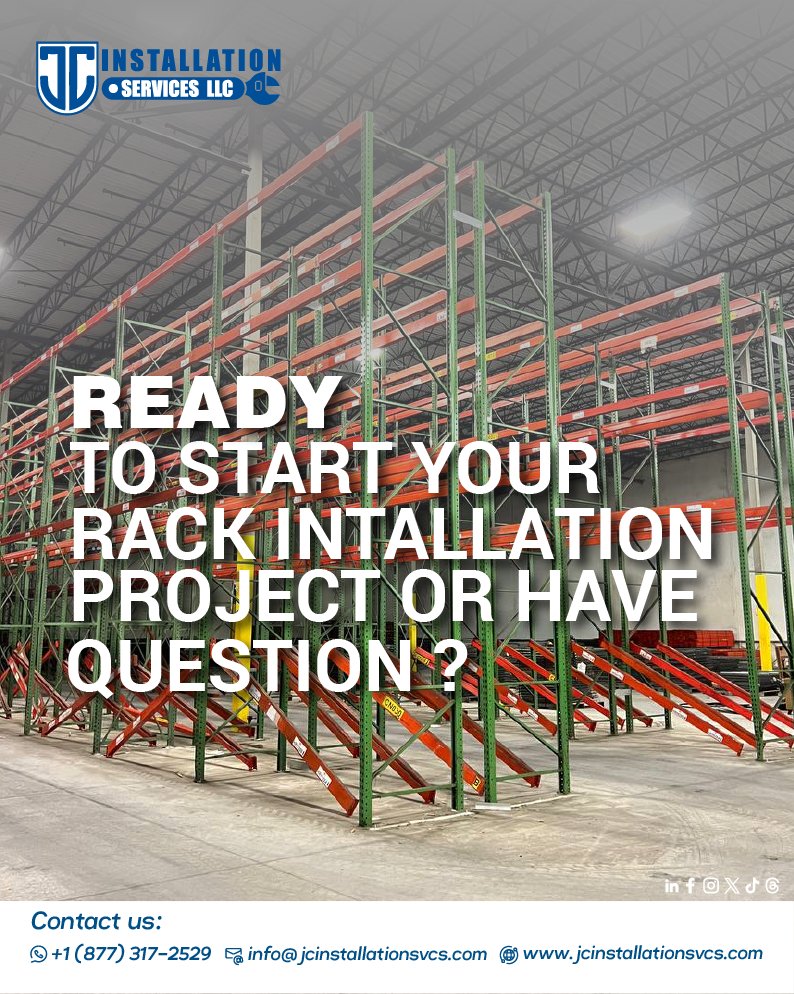 Ready to transform your space with a seamless rack installation project? 🌐

Our experienced team at JC Installations is here to guide you through every step, ensuring a smooth and efficient process. 

#RackInstallation #ProjectKickoff #ExpertGuidance #TransformYourSpace