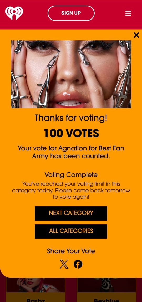 AGNEZMOAG's tweet image. 🚨Calling for agnation 🚨

Let's vote for @agnezmo
Vote now at: iHeartRadio.com/Awards 

-Login/Sign up using SNS account/s
- Vote 100(maximum/account/day)

VOTE for AGNEZ MO  @iHeartRadio

#AGNATION #BestFanArmy #iHeartAwards