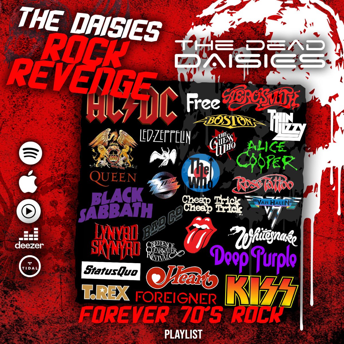 The ‘70’s had some rockin' bands, so we’ve put this playlist together with some of the greats songs from this era!🤘🤘
Make sure you turn it up to 11 & have an awesome weekend everyone!⚡⚡
thedeaddaisies.com/daisies-rock-r…

#TheDeadDaisies #TheDaisiesRockRevenge #70sRock #Playlist