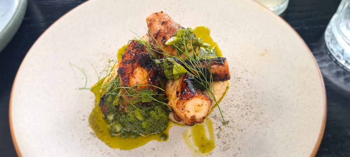 FreoLou's tweet image. Second course is BBQ Octopus and Lobster choux puff #Rustico

My husband's review "this makes me happy"