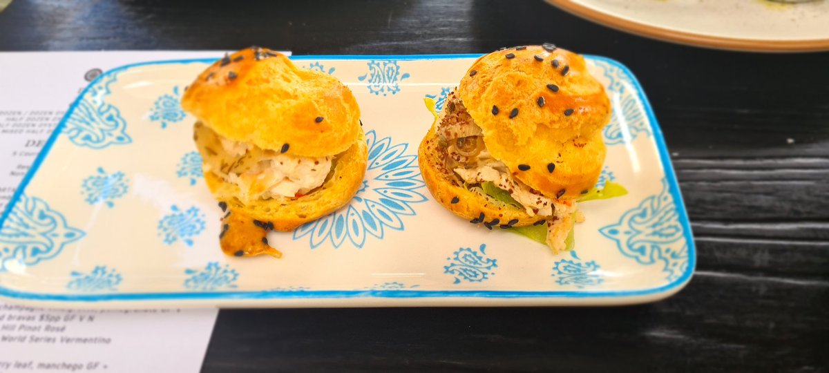 FreoLou's tweet image. Second course is BBQ Octopus and Lobster choux puff #Rustico

My husband's review "this makes me happy"