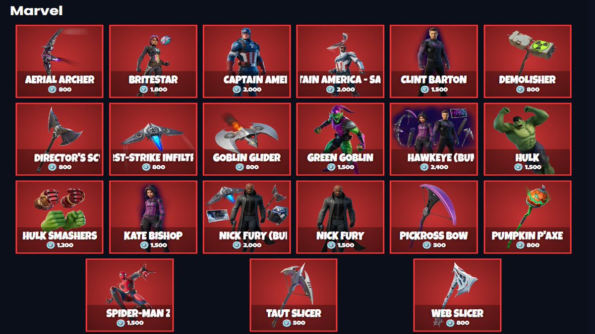 TweetWithMarlon's tweet photo. Here's all the marvel items in the item shop today #fortnite #itemshop

Btw feel free to use code withmarlon to support #Ad #EpicPartner https://t.co/BehpK2V0sm