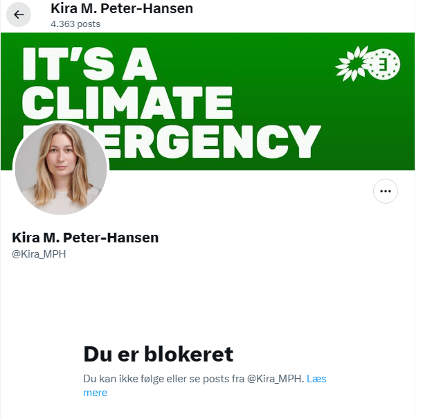 Det her er lige til #Dkpolmemes. Man spørger spidskandidat til EU Kira ind til, artiklen om hendes fusk med EU midler, og man får en blokering lige i nakken. Man må  da bare knuselske @SFpolitik #dkpol