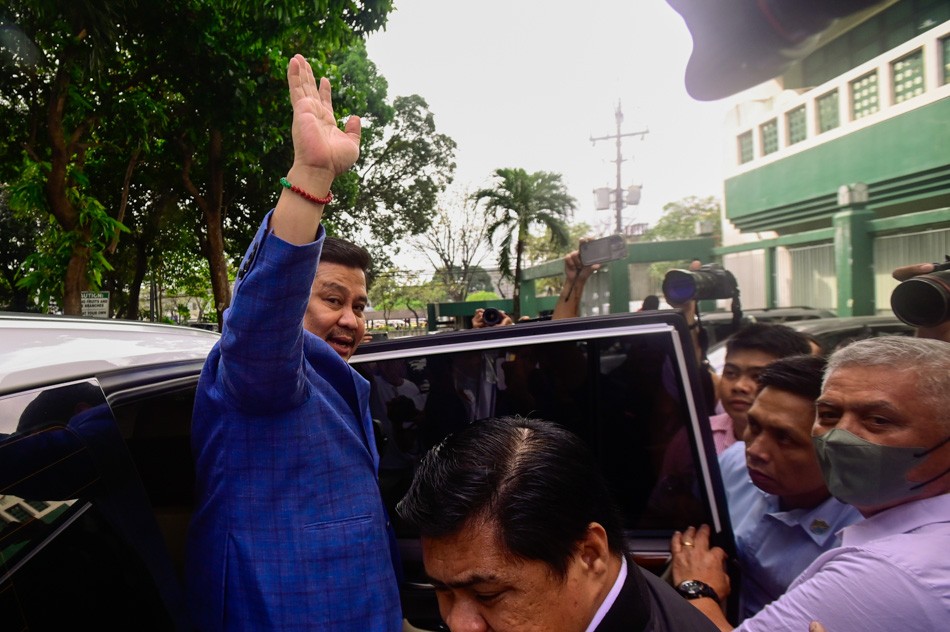 ABSCBNNews's tweet photo. Senator Jinggoy Estrada emerges from the Sandiganbayan after the promulgation on his plunder case at the graft court on January 19, 2023 in Quezon City.

The court acquitted Estrada of plunder in connection with the Priority Development Assistance Fund (PDAF) scam but found him guilty of one count of direct bribery and 2 counts of indirect bribery. He was sentenced to 8-9 years for direct bribery and 2-3 years for indirect bribery. 

(📸: Maria Tan, ABS-CBN News)