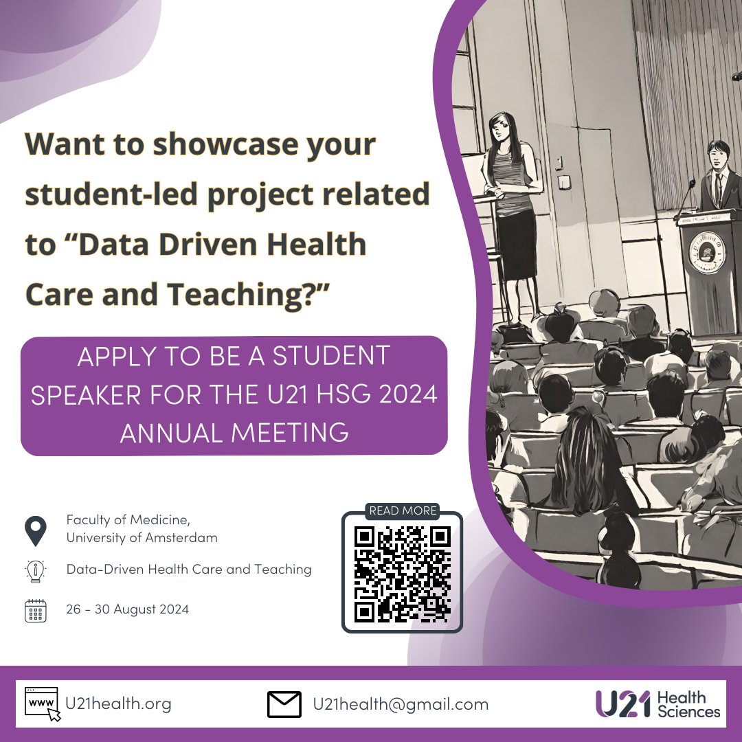 If you’re a health sciences student from a U21 HSG Member Institution, and have a student-led project / initiative / activity related to 'data driven health care and teaching', consider this funding opportunity for the 2024 Annual Meeting, u21health.org/amsterdam-2024… #U21health