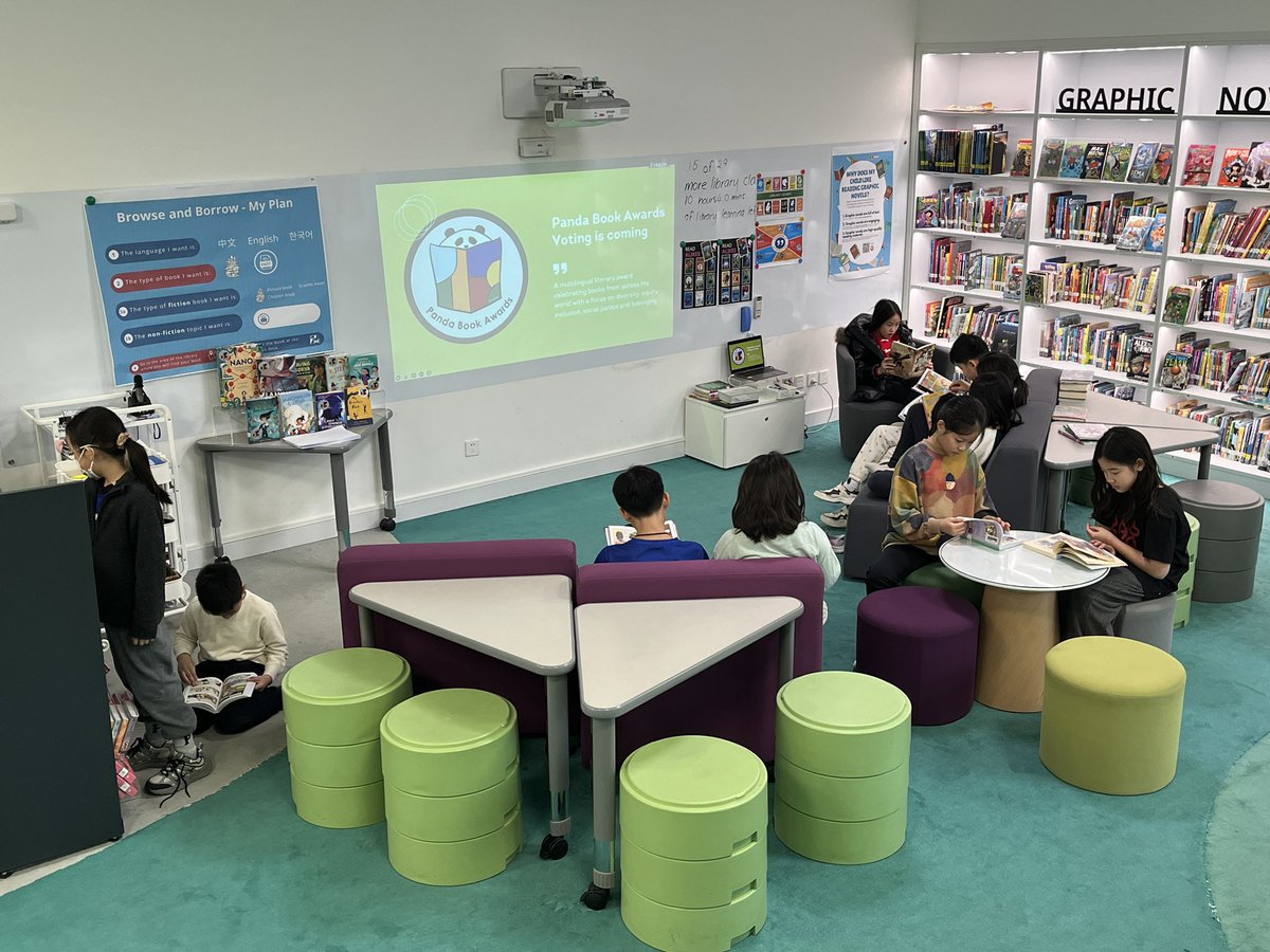 Just another lunch time seeing kids adore books together and alone. Magic happens in libraries, people, magic. #learnISB #SchoolLibrariesMatter