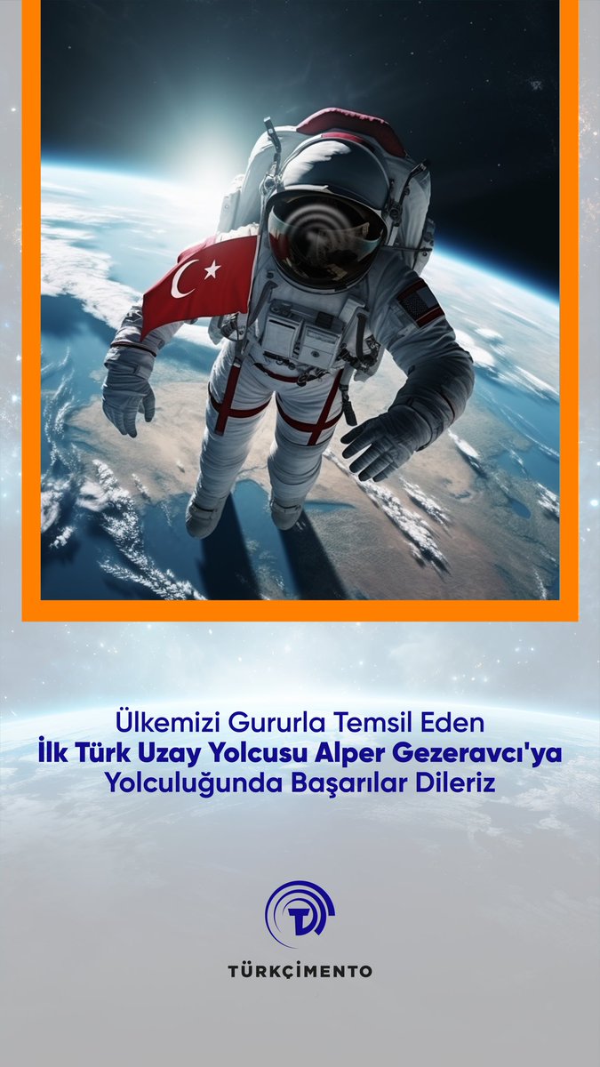 turkcimento's tweet photo. Ülkemizi gururla temsil eden ilk astronot #alpergezeravci’ya yolculuğunda başarılar dileriz. https://t.co/phyC7Oxhyp