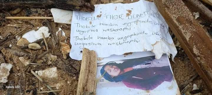 thuso_thelejane's tweet photo. Thank to the floods here in KZN as they have washed this spell that was hidden under the ground. 
It translate as "Thobile Dlamini disappear and never be known where you are"
Strength to you Thobile Thor Dlamini ♥ https://t.co/RurUhuogwb