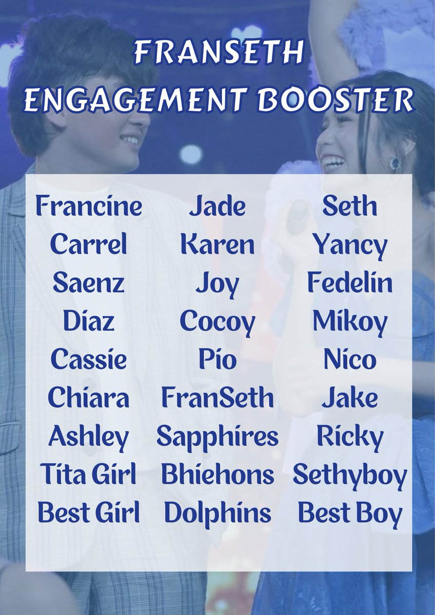 FSBELIEVERSOFC's tweet photo. [ ENGAGEMENT BOOSTER ]

Engage here fam and don't forget to use the correct tagline!

TARLAC ROARS FOR FRANSETH https://t.co/nRPzOWj6ds