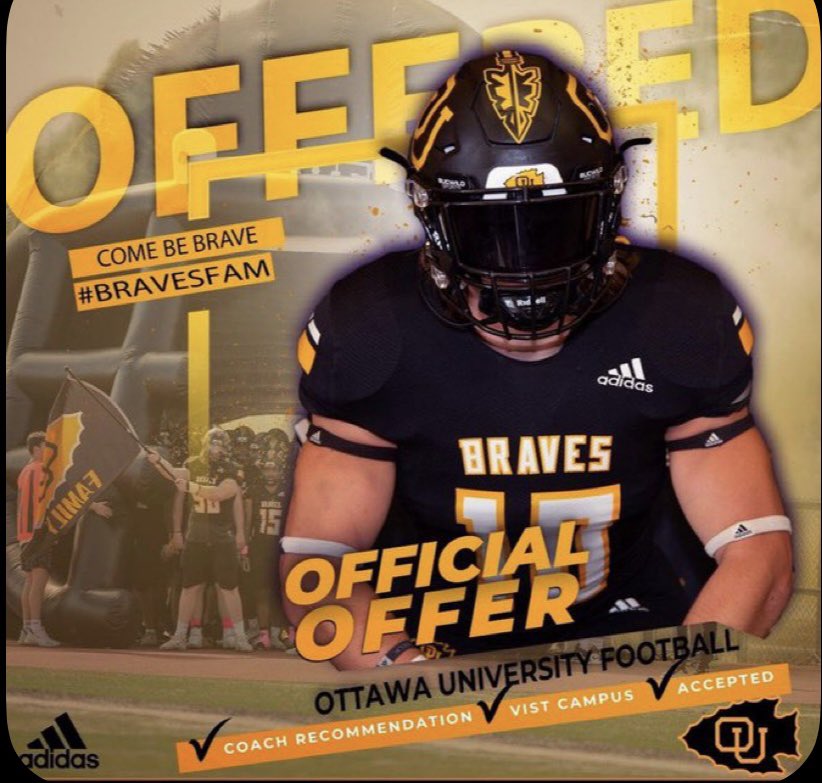 Beyond Blessed 🙏to say, I have received an offer for a spot by @Coach_CAnderson @OttawaBravesFB to further my education and play football. #HardWorkPaysOff #GATA @VaughtCoach @QBManuch @JUSTCHILLY 🤙🏼