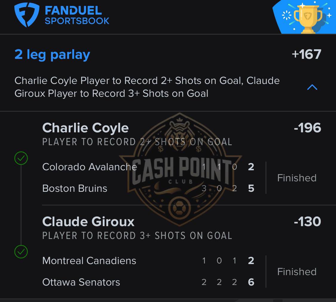 CashPoiintClub's tweet image. 🚨Cash Poiint Community🚨

#CommunityCollabs

+167 🟢

@MetalCm77 &amp;amp; @myinnerdork #NHL 
Shots builder 💪🏿 

#GamblingX